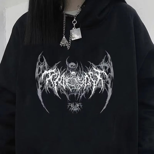Gothic Skull Print Long Sleeve Hoodie