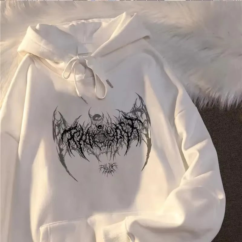 Gothic Skull Print Long Sleeve Hoodie